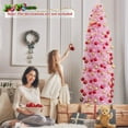thumbnail image 2 of Gymax 7 FT Pre-Lit Artificial Christmas Tree Hinged Slim Pencil Christmas Tree, 2 of 10