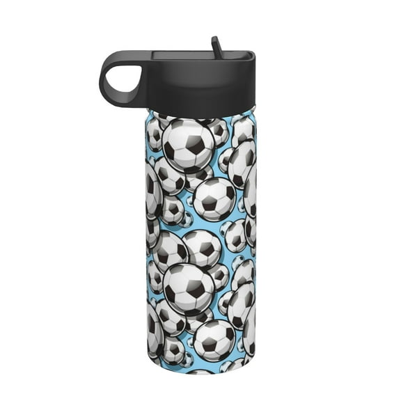 Vsdgher Football Soccer Ball for Insulated Stainless Steel Water Bottle,18oz Sports Water Bottle Stainless Steel Reusable Tumbler for Sports, Travel, and School