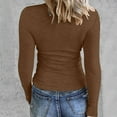 thumbnail image 7 of kaprioy Womens Long Sleeve Stretch Crewneck Ribbed T-Shirt Slim Fit Casual Basic Tops Coffee, XL, 7 of 7