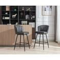thumbnail image 2 of Guyou 26” Counter Height Bar Stools Set of 2, Modern PU Upholstered Kitchen Island Chairs, Barstools with Back and Footrest for Kitchen Island Pub Restaurant, Grey, 2 of 12