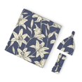 Balery Lilies Flowers Printed Newborn Receiving Blanket Bow Headband