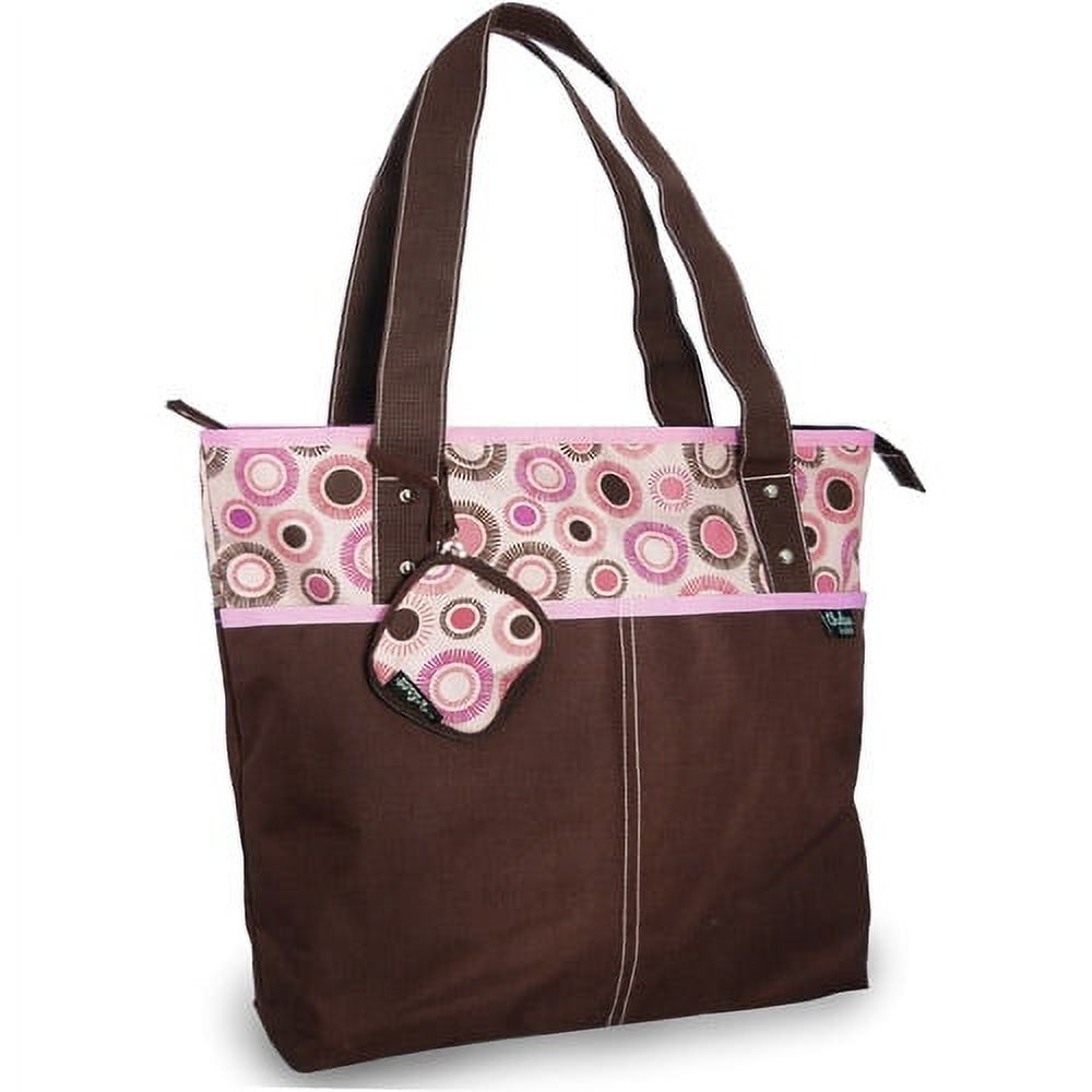 Chelsea & Main - Mommy Essentials 5-Piece Diaper Tote, Brown and Pink Circles - image 2 of 3