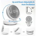 thumbnail image 3 of Ankipo Portable Desk Fan, Usb Rechargeable Desktop Quiet Fan Oscillating Table Fan With Breathing Night Light, Air Circulator Personal Foldable Coolin, 3 of 4