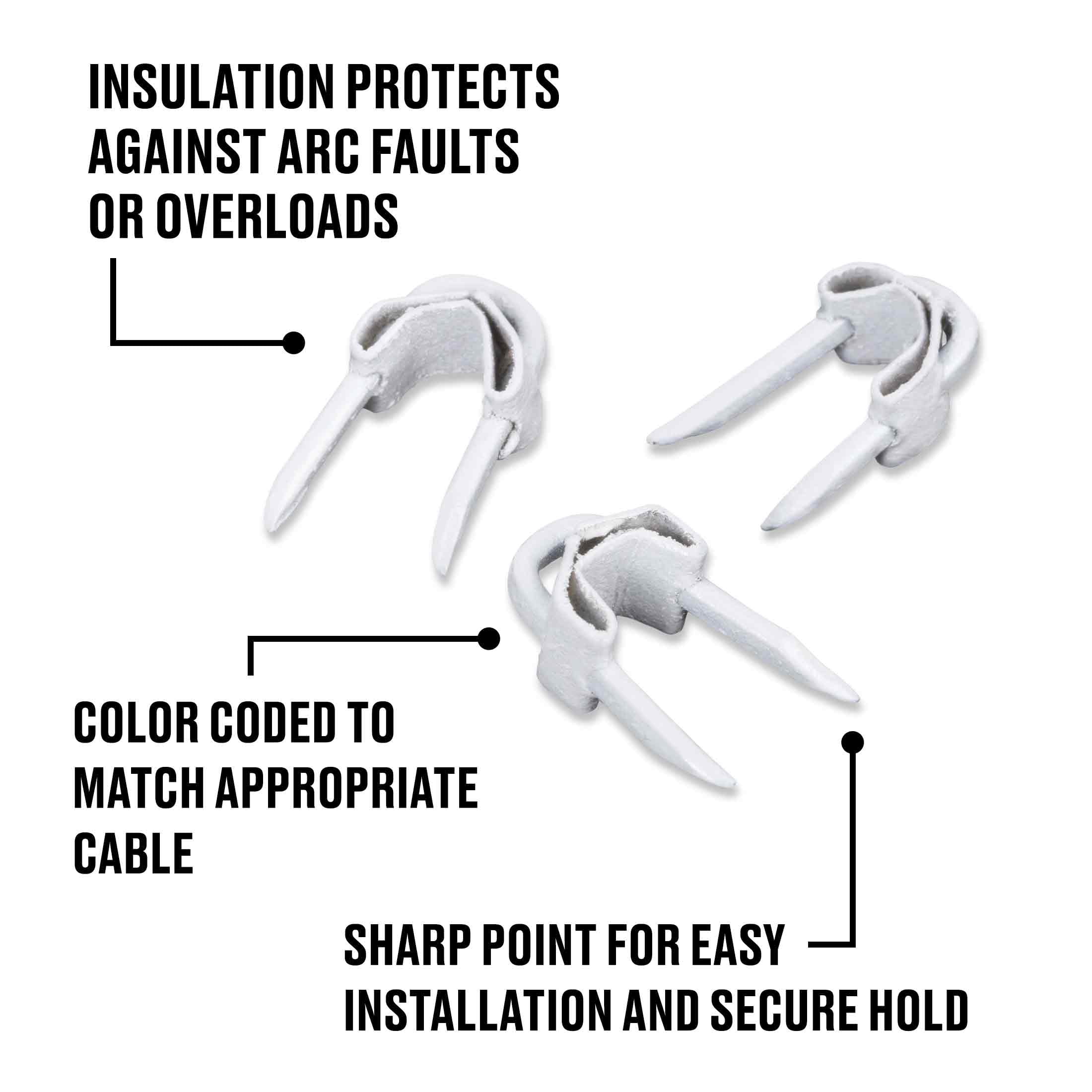 Fas-n-tite Insulated Staples, #5 x 1/2", Steel, Painted, White, 25 pack