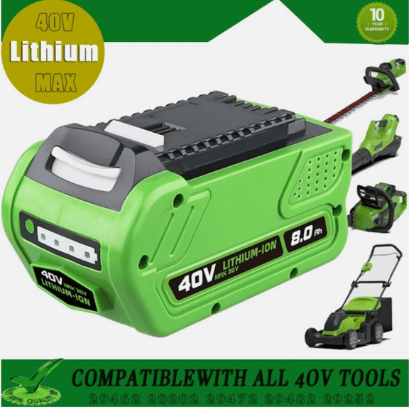 8000mAh 40V Replacement for GreenWorks 40V Lithium-ion Battery Compatible with 29472, 29462, 29252, 20202 G-MAX Power Tools