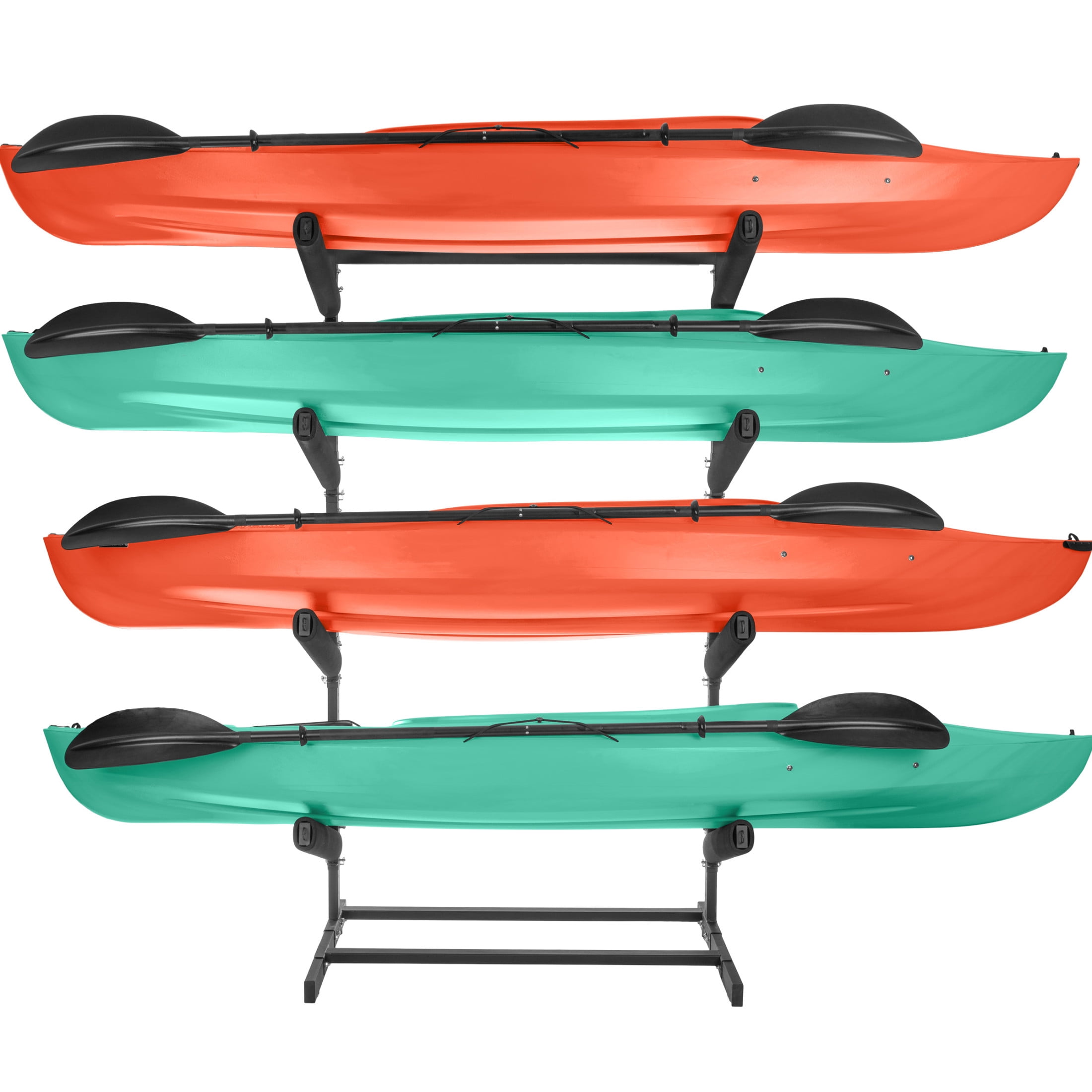 RAD Sportz Kayak Storage Rack - 4-Level Freestanding Adjustable Stand with Padded Arms and 400lb Capacity for Canoes, SUP, or Paddleboards - Black