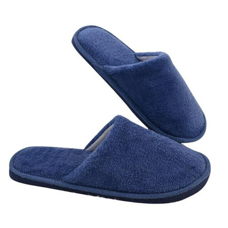 

QWZNDZGR Autumn Winter Indoor Cotton Slippers With Fleece Warm Non-slip Soft Bottom Home Slides Women Stripes Shoes Classic Men Slippers