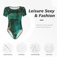 thumbnail image 4 of Fotbe Green Gold Glitter Body de Mujer con Cuello Redondo y Mangas Cortas, Sin Mangas Ajustado, Suave, Cómodo y Básico-Medium, 4 of 7