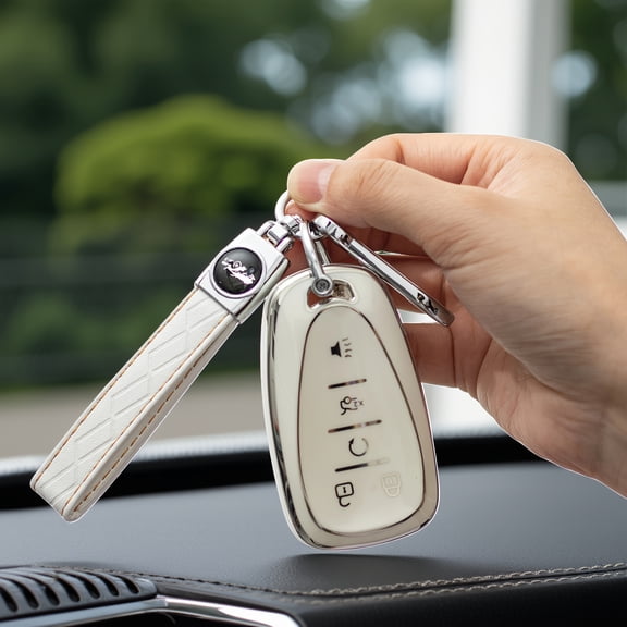 [Premium Soft TPU] Premium Soft TPU Car Key Fob Cover with Keychain for Chevy Equinox Malibu Camaro Cruze Traverse Blazer Trax Smart Remote Control