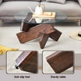 thumbnail image 3 of NYEESS 33.4" inch Round Glass Coffee Table, Walnut MDF Base, Farmhouse Style for Living Room, 3 of 11
