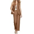 thumbnail image 6 of Roncen Women's Sleeveless Vest & Wide-Leg Suit Set - Business Casual Two-Piece Blazer Outfit with Elastic Waist & Pockets, 6 of 7