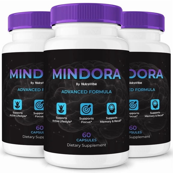 (3 Pack) Mindora Pills – Daily Formula with a Natural Blend to Help Maintain Focus, Memory & Concentration | Clean, Gentle, Easy-to-Swallow Capsules for Everyday Sharpness (180 Capsules)