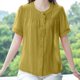 thumbnail image 4 of V Cuello Blusas para las Mujeres, de Moda Retro Bordado Cuello Redondo Cinco Cuartos de Manga para el Uso Casual, 4 of 6