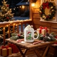 thumbnail image 7 of Christmas Initial Ceramic Mug,11 oz Coffee Cup with Cute Green Glitter Letter & Santa Hat Decor,Home Office Use,Ideal Holiday Gift for Family(G), 7 of 7