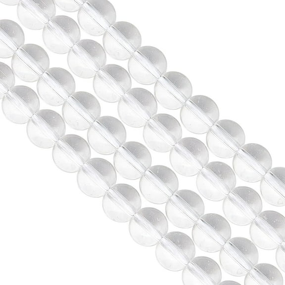 About 100 Pcs Transparent Quartz Crystal Beads 8mm Smooth Clear Crystal Beads Natural Gemstone Beads Loose Spacer Round Bead for Bracelet Necklace Jewelry Making(2 Strands)