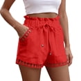 thumbnail image 2 of Minjewel Easy Fit Womens Shorts with Side Pockets and Drawstring Waist 5 Inch Inseam Lightweight Casual for Daily Wear,Orange M, 2 of 7