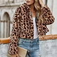 thumbnail image 2 of Penkiiy Women's Faux Fur Cropped Coat Jackets Autumn Winter Leopard Coats Loose Fur Coat with Pockets Faux Fur Coat Brown, 2 of 9