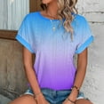 thumbnail image 5 of Brglopf Womens Tops Eyelet Embroidery Summer Crewneck Curved Hem Blouse 2025 Loose Casual Short Sleeve Trendy T Shirts(Blue,L), 5 of 7