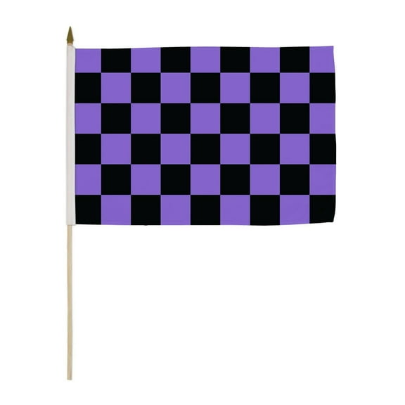 Purple & Black Checkered 12x18in Stick Flag