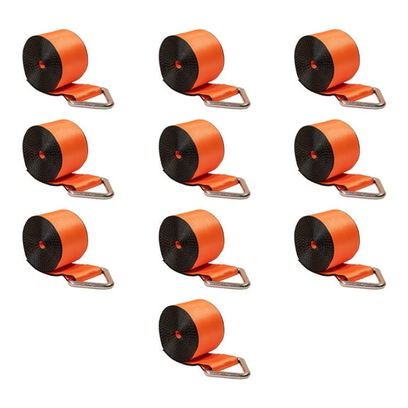 10 Pack 4" x 30' Heavy Duty Winch Strap with Delta Ring – High Abrasion Orange Cargo Tie Down Strap, 6670 lbs WLL – 4 Inch Cargo Control for Flatbed Truck Utility Trailer