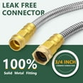thumbnail image 2 of Metal Garden Hose 50 ft with 10 Function Sprayer Nozzle, Lightweight Stainless Steel Water Hose with 3/4" Solid Fittings, Flexible Kink Free Leak Proof for Yard, , Outdoor & Car washing, 2 of 6