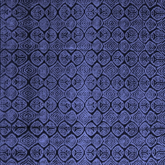 Ahgly Company Indoor Square Abstract Blue Modern Area Rugs, 7' Square