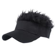 thumbnail image 6 of Xinwanna Novelty Sun Visor Cap with Fake Hairs Adjustable Peaked Wig Baseball Hat with Spiked Short Hair Funny Hip Hop Hat for Fancy Performance (Coffee,One Size), 6 of 13