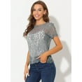 thumbnail image 3 of Top de Encaje Floral Semitransparente Allegra K Gris S, 3 of 6