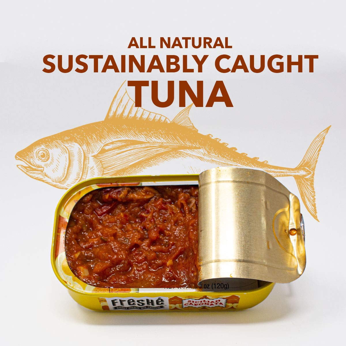 Freshé Gourmet Canned Tuna (Sicilian Caponata 10 pack of 4.25 oz. tin) Premium Sustainably Caught Canned Tuna that Makes a Perfect High Protein Backpacking Food.