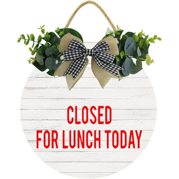Eveokoki 12" Out To Lunch Sign, Closed For Lunch Wood Door Sign For Dining Break Room,Food Kitchen,Office Work,Wood Sign,Business Sign