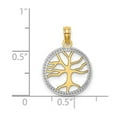 thumbnail image 2 of 14k Two-tone Gold Small Tree Of Life In White Round Frame Cut-out Charm 18.9x14.9mm Wide Pendant Necklace for Women, 2 of 2