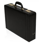Tassia Expander Leather Attache Briefcase Black