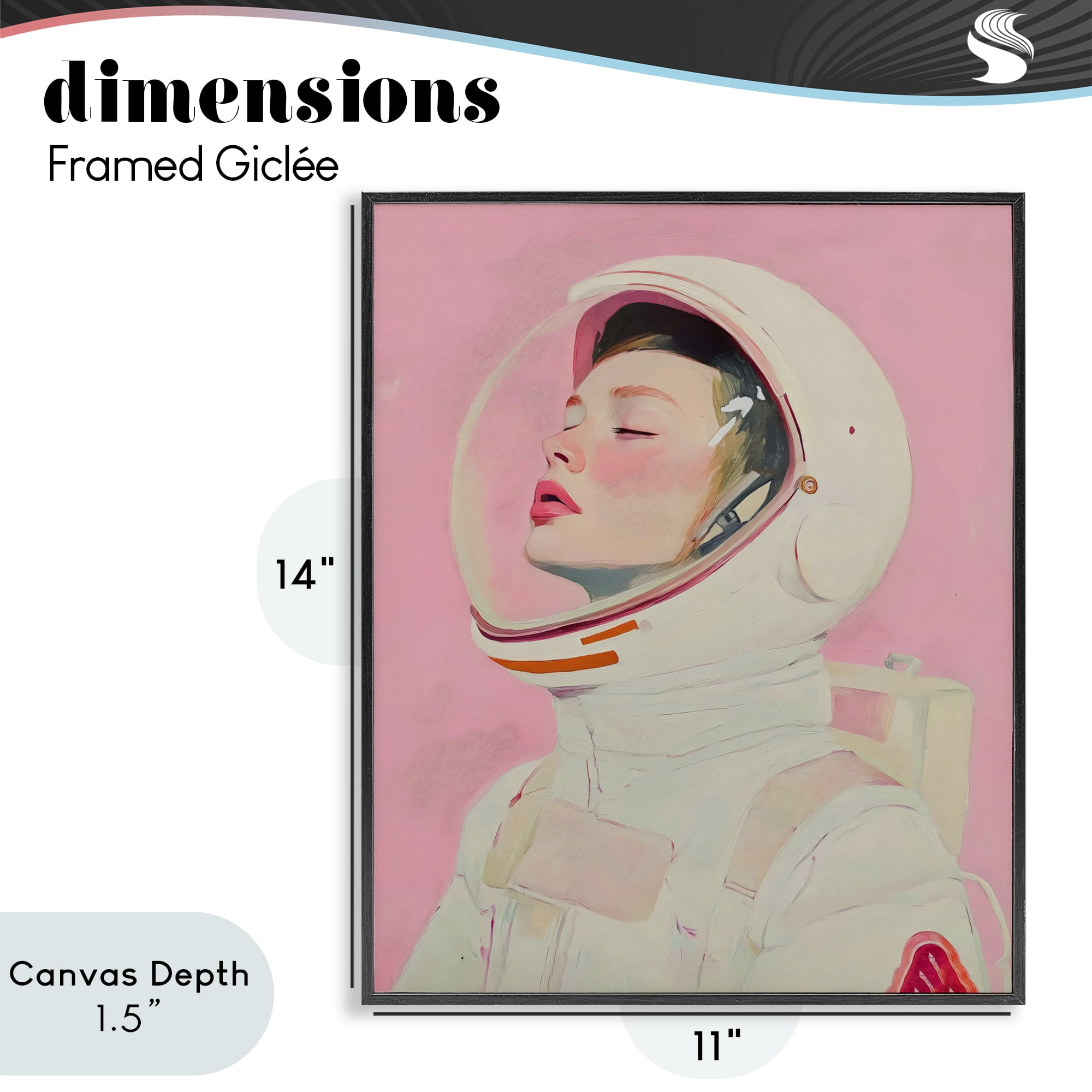 Stupell Industries Pink Astronaut Girl Black Framed Giclee Art, design by The Prints Vibe