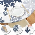 thumbnail image 4 of Blue Christmas Snowflake Pattern Round Fitted Tablecloth with Elastic Edge,Dining Table Cover Waterproof,Outdoor Round Tablecloth for Camping,Dining,Indoor and Outdoor, 4 of 7