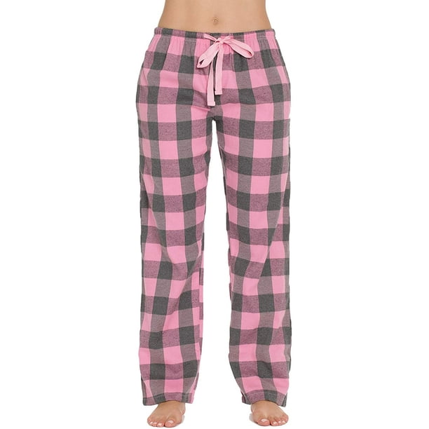 Buffalo Plaid Flannel Pajama Pants for Women with Pockets 