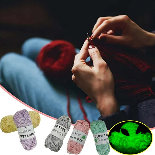 mtvxesu Fil Phosphorescent pour Bricolage, Tissé à la Main, Lavable en Machine, 55 Yards par Rouleau, 4 Rouleaux pour Projets de Tricot et de Crochet
