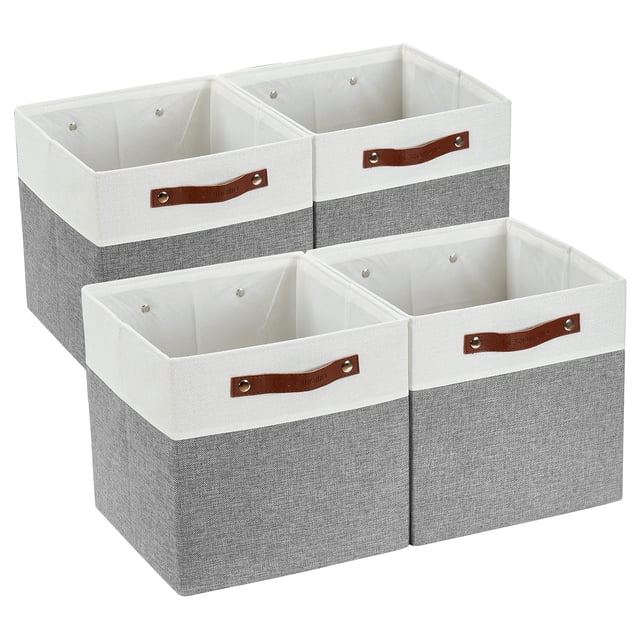 Contenedores de almacenamiento DECOMOMO Cube 30,5 x 30,5 x 30,5 cm, color gris y blanco