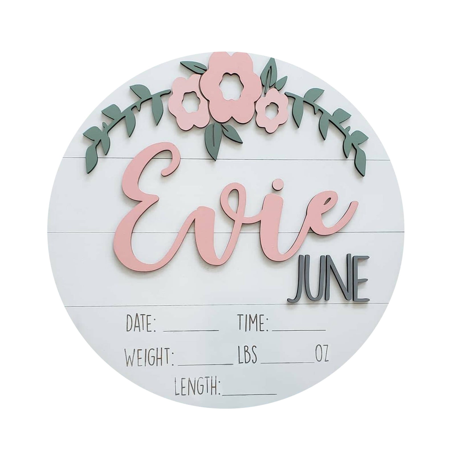 PERSONALISED ANY NAME GIFT new baby girl Room door birth sign plaque keepsake 