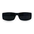 thumbnail image 4 of Mens Winged Skull Emblem Mad Dog Narrow Rectangle Hardcore Manly Sunglasses Matte Black, 4 of 8