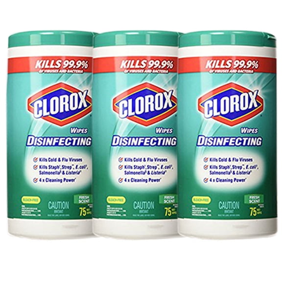 Clorox Wipes Disinfecting Fresh Scent -75 Ct (Pack of 3)