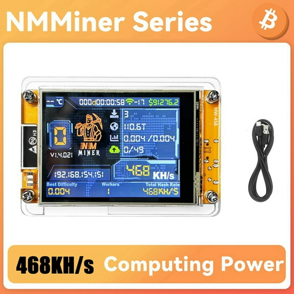 NMMiner  V2 468KH/S Hashrate BTC Solo Lottery Miner ESP32 2.8 Inch Smart Display Bitcoin Crypto Lottery Miner