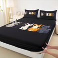 thumbnail image 4 of jejeloiu Cute Cartoon Cat Full Size Sheets Kids,Multi Color Kitten Print Bed Sheets,4pcs, 4 of 6