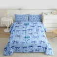 thumbnail image 2 of Feelyou Cartoon Blue Bow Full Size Comforter Sets for Child, Girly Buffalo Bow-tie Bedding Comforter Set, Dreamy Princess Ribbon Reversible Bedding Sets, Lightweight Room Decor, 3pcs, 2 of 8