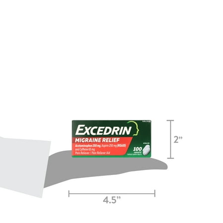 Excedrin Migraine Relief Caplets Acetaminophen, Aspirin and Caffeine, 100 Count