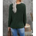 thumbnail image 3 of Women's Green Hollow-out Round Neck Knitted Sweater, 3 of 30