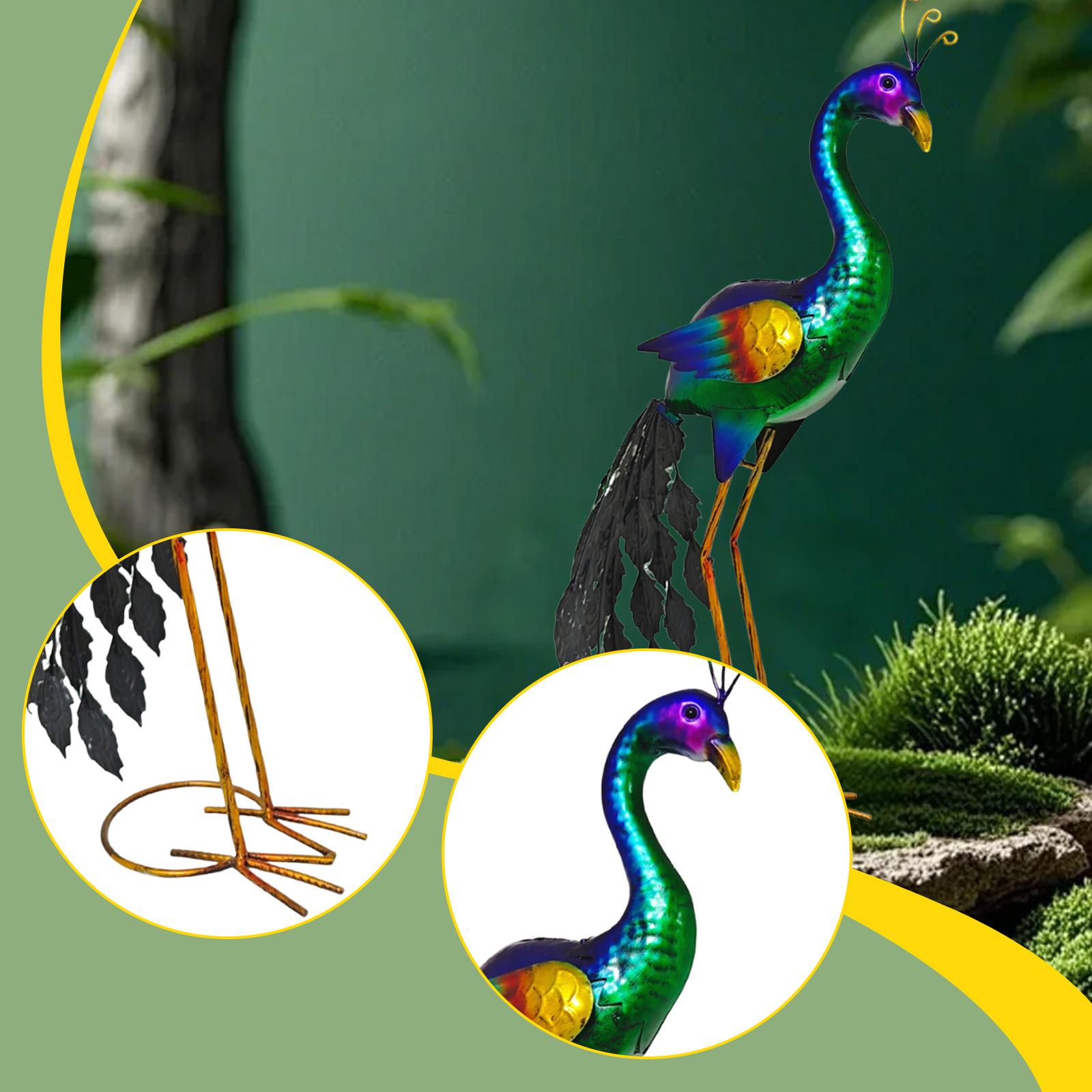 koolsoo Peacock Garden Statue Decorative Figurine Metal Lawn Ornament Iron Art Sculpture for Landscape Lawn Outdoor Housewarming Gift