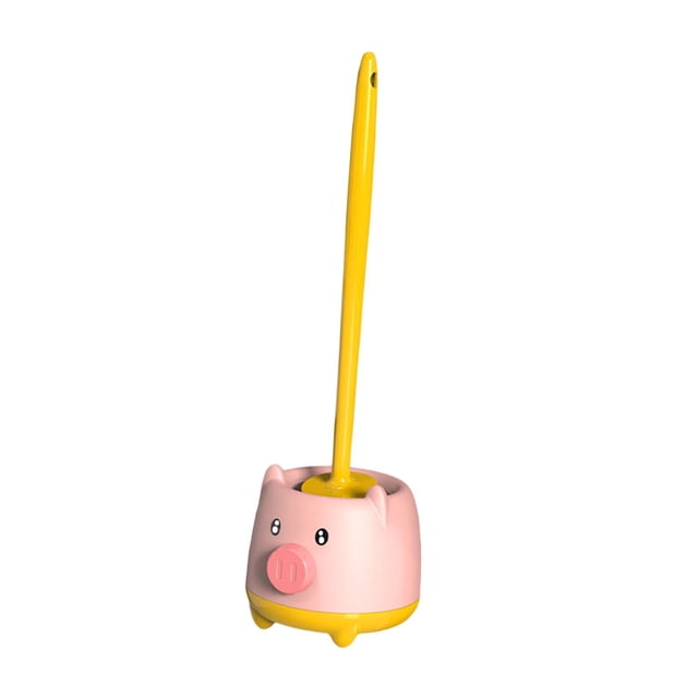 Escobilla de inodoro con juego de soporte Escobilla de inodoro Ahorro de espacio Limpieza profunda Cepillo de limpieza de inodoro de mango extendido amarillo rosa perfecl cepillo de limpieza de inodoro