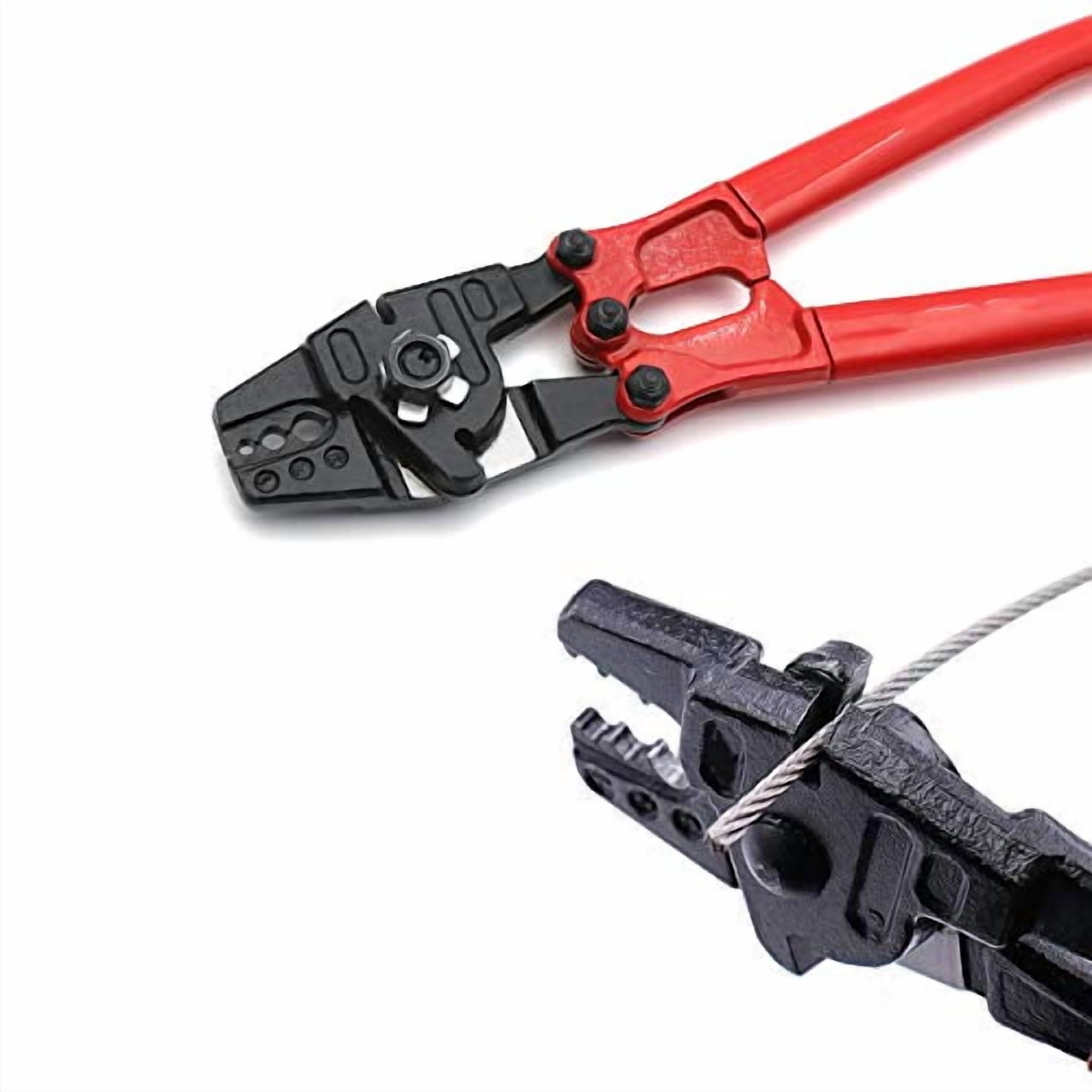 HongK- 14" Hand Swager Swaging Crimping Tool for Wire Rope Cable Swage 1/16" 3/32" 1/8" [P/N: ET-TOOL030-14-RED]