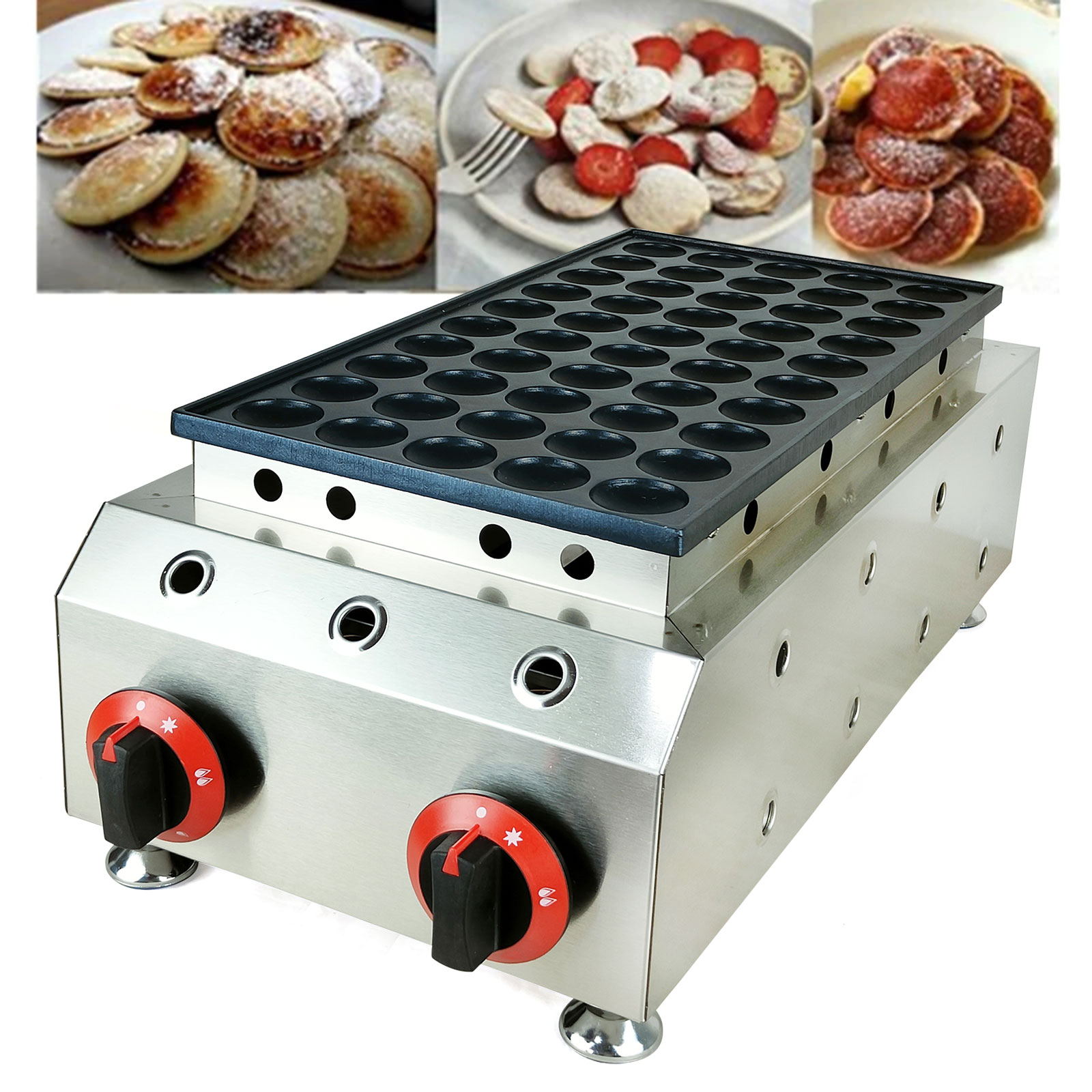 Commercial Gas Mini Dutch Pancakes 50 Holes LPG Baker Nonstick Waffle Maker