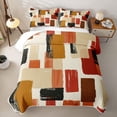 thumbnail image 2 of Homewish Retro Abstract Block Twin Quilt Set,Aesthetic Artwork Twin Coverlet Set,Brown,2-Piece, 2 of 7